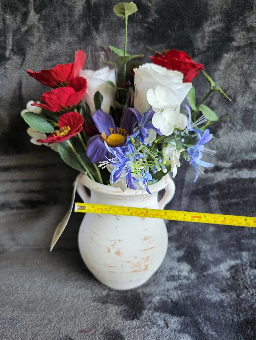 New Viral My Texas House Faux Poppies in Rustic Vase 16.5